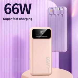 Power Bank 66W Super Fast Charging with Built-in Cable 30000 mAh Large Capacity Outdoor Mobile Power Bank