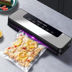 Fully automatic household vacuum sealer food packaging machine small fresh-keeping sealing machine plastic sealing machine vacuum compression Free (20*25) 100 bags