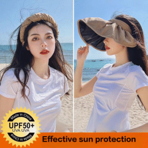 Black plastic sun hat dual-purpose adjustable outdoor sun protection hollow top hat 14cmx1