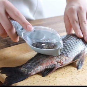 Hot selling fish scaler, plastic fish scale scraper with cover, manual fish scale removal tool for home kitchen