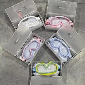 HD swimming goggles large frame integrated boys and girls children with earplugs waterproof and anti-fog leisure swimming goggles